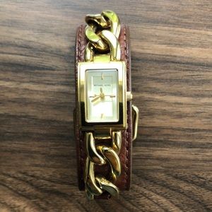 Michael Kors brown leather strap watch